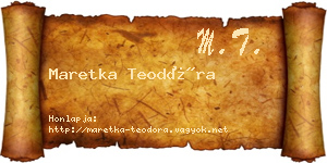 Maretka Teodóra névjegykártya